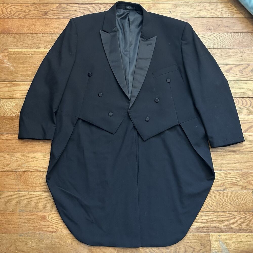 Neil Allyn Formal Collection Black 100% Wool Tailcoat Tuxedo Suit Jacket 52R
